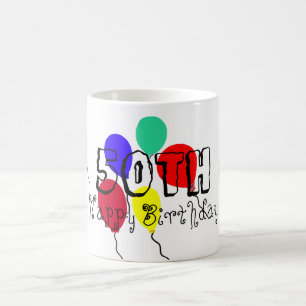 50e Verjaardagsballonnen Mijlpaal elke LEEFTIJD Koffiemok