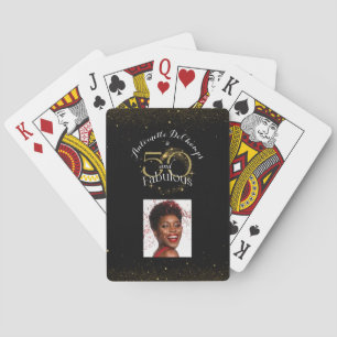 50e verjaardagsfeest 50 en fantastisch zwart en go pokerkaarten