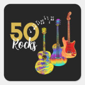 50e verjaardagsfeest 50 rotsen Guitar Vierkante Sticker (Voorkant)