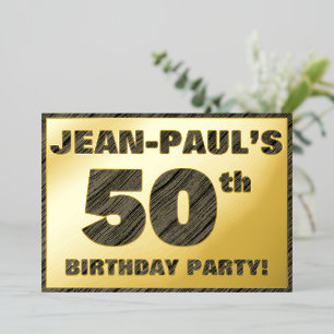 50e verjaardagsfeest — Kordate, namaak houtnerf te Folie Uitnodiging