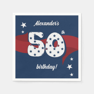 50e Verjaardagsfeest Patriottisch Rood Wit Blauw S Servet