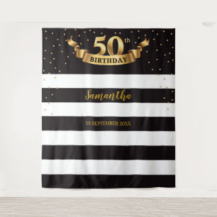 50e verjaardagsfeest Tapijt Achtergrond Banner Gou Wandkleed