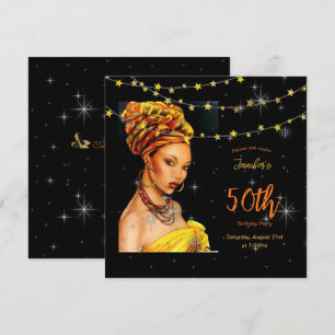 50e verjaardagsfeest zwart en goud kleuren kaart
