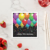 50e Verjaardagsfeestballonnen op zwart Servet (Insitu)