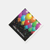 50e Verjaardagsfeestballonnen op zwart Servet (Hoek)