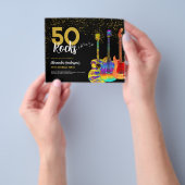 50e verjaardagsfeestje 50 Rocks Gold Glitter Budge Flyer (Hand)