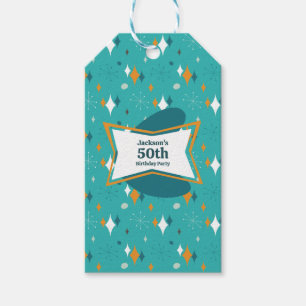 50e verjaardagsfeestje Retro Mid Century Any Age Cadeaulabel