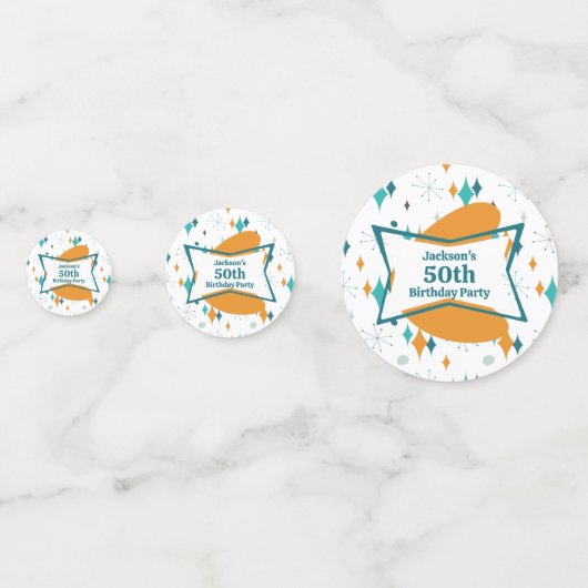 50e verjaardagsfeestje Retro Mid Century Any Age Confetti (Voorkanten)