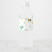 50e verjaardagsfeestje Retro Mid Century Any Age Waterfles Etiket (Achterkant)