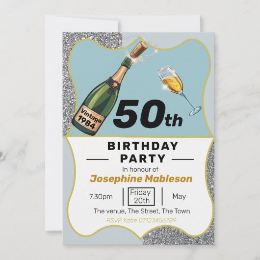 50e verjaardagsfeestje stijl kaart (Voorkant)