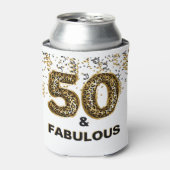 50e verjaardagsfeestje Vijftig en Fabulous Leopard Blikjeskoeler (Blikje Voorkant)
