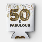 50e verjaardagsfeestje Vijftig en Fabulous Leopard Blikjeskoeler (Voorkant)