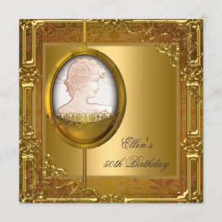50e verjaardagsfeestje witgouden cameo-sieraad kaart