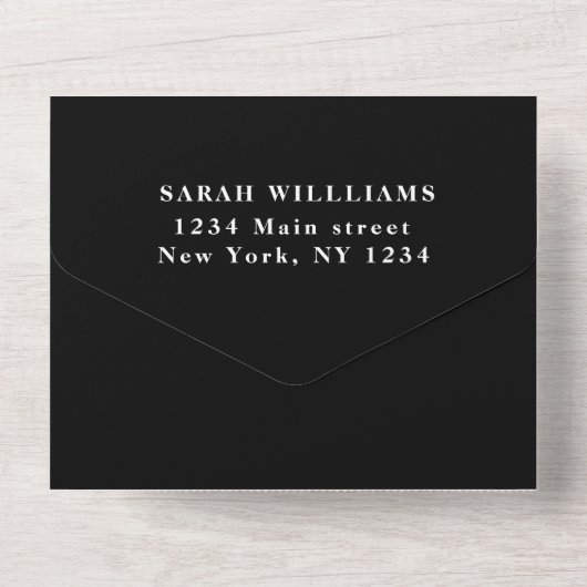 50e verjaardagsfeestje zwart wit eenvoudig modern all in one uitnodiging (Achterkant)