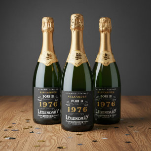 50e verjaardagslegende Voeg uw naam toe 1976 Vinta Sparkling Wijnetiket