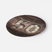 50e verjaardagsmarquee-teken op bakstenen muur papieren bordje (Gekanteld)