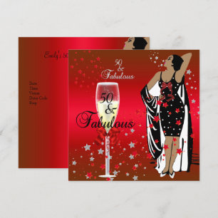 50e verpartij Retro Diva Art Deco Rood Zwart Kaart