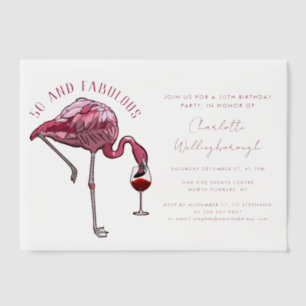 50e verpartij Roze Flamingo 50 en Fantastisch Vellum Uitnodigingen