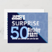 50e Verrassing Verjaardag Save the Date W001Z Aankondigingskaart (Voorkant / Achterkant)