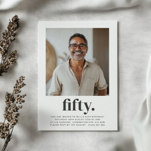 50e vierkante foto verjaardag kaart