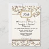 50e Vijftigste Art Nouveau Goud Paarse Jubileum Kaart (Voorkant)