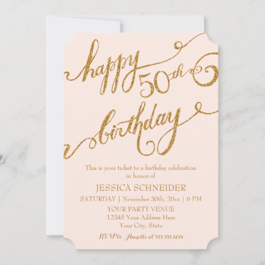 50e, vijftigste verjaardag Ticket Celebration Kaart (Voorkant)