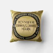 50e weddenschap Jubileum metaal goud & zwart 2 Kussen (Achterkant)