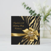 50e Zebra Old Gold Cream Black Birthday Party Kaart (Staand voorkant)