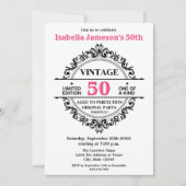 50e zwarte en roze  verjaardag kaart (Voorkant)