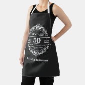  50e zwarte en witte monogram, geboortedag schort (Insitu)