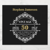 50e zwarte witte en gouden dag bier etiket (Enkel label)