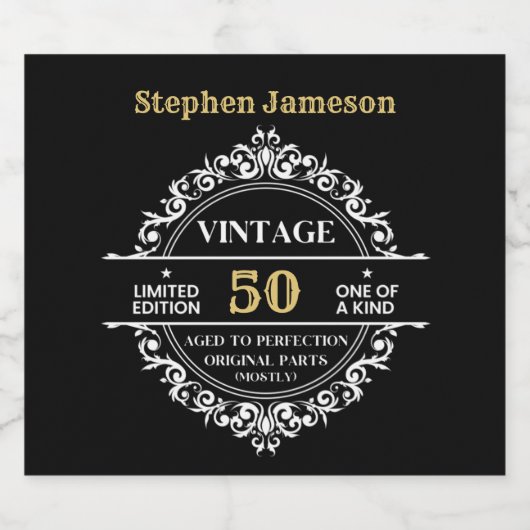 50e zwarte witte en gouden dag bier etiket (Enkel label)