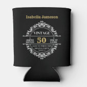 50e zwarte witte en gouden feestdag blikjeskoeler (Achterkant)