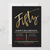 50ème anniversaire Gold Black Party Invitation (Devant)