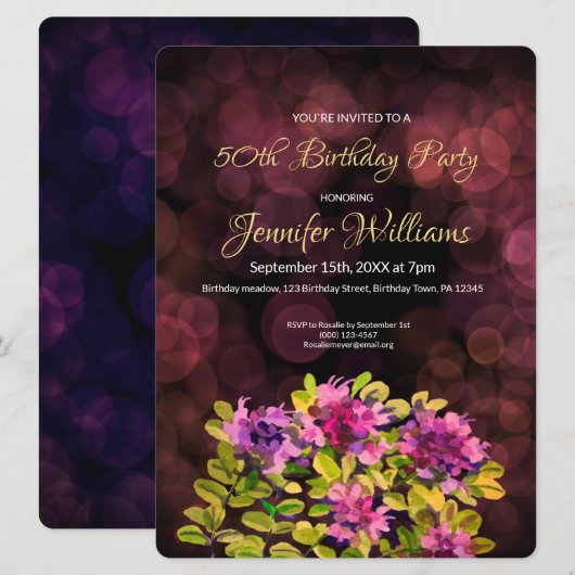 50ème anniversaire invitation thym (Devant / Derrière)