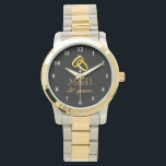 50ème Gold mariage anniversaire montre pour mari<br><div class="desc">50e anniversaire de mariage d'or montre pour mari. Idée cadeau mignonne pour cinquante ans de mariage. Anneaux dorés entrelacés.</div>