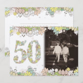 50ème Noces d'Or Invitation Photo Anniversaire de  (Devant / Derrière)