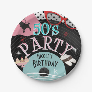 50's 1950's Record Thema Verjaardagsfeest Custom Papieren Bordje