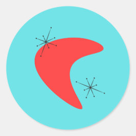 50s Boomerang Mideeuw Modern Ronde Sticker