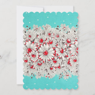 50s  Border Print Daisies Feestuitnodiging Kaart