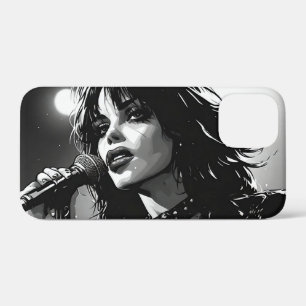 50s BW Grafische Comic Stijl Goth Punk Zangeres iPhone 12 Mini Hoesje