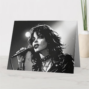 50s BW Grafische Comic Stijl Goth Punk Zangeres Kaart