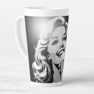 50s BW Grafische Strips in IJs Blondine Latte Mok