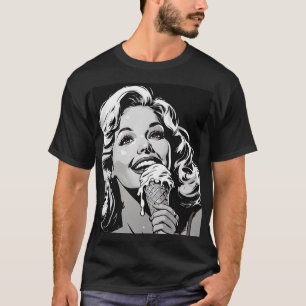 50s BW Grafische Strips in IJsje Blondine T-shirt