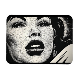 50s BW Grafische Strips Ouderwetse Stijl Retro Sti Magneet