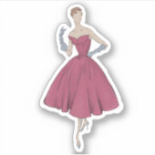 50s en 60s mode illustratie jurk sticker (Voorkant)