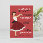 50's Huisvrouw Kerstvakantie Glitter Rok Bont Kaart (Staand voorkant)