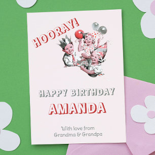  50s Klassieke Eenvoudige Happy Birthday-groet Kaart