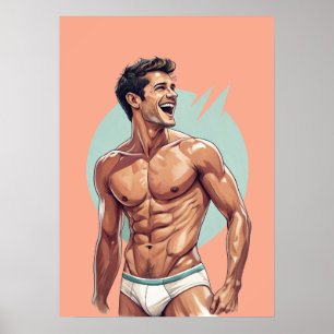 50s - knappe Happy Guy Pose Poster