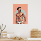 50s  - knappe Happy Guy Pose Poster (Keuken)